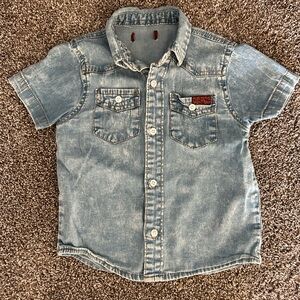 7 For All Mankind Washed Light Blue Toddler Button Down Shirt
